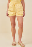 Garment Washed Cargo Patch Pocket Knit Shorts