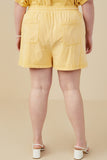 HY9254W Pink Plus Garment Washed Cargo Patch Pocket Knit Shorts Front