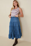 HY9333 Light Blue Womens Heathered Stripe Knit Tank Gif