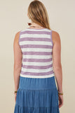 HY9333 Light Blue Womens Heathered Stripe Knit Tank Side