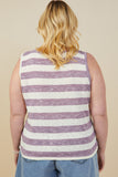 HY9333W Light Blue Plus Heathered Stripe Knit Tank Side