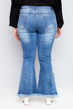 N2100 LIGHT DENIM Womens Frayed Distressed Denim Flare Jeans Gif