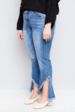 N2100 LIGHT DENIM Womens Frayed Distressed Denim Flare Jeans Back